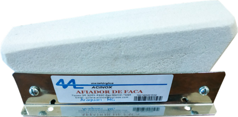 AFIADOR DE FACAS DE PEDRA DE ARENITO COM SUPORTE INOX
